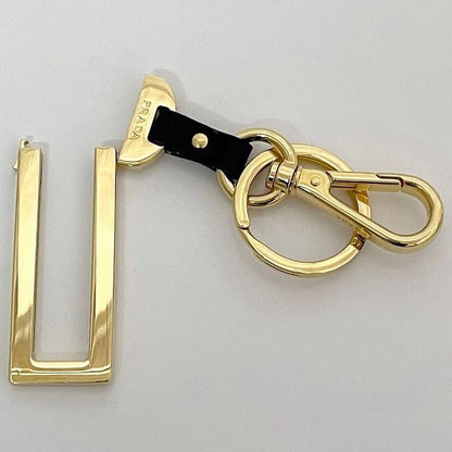 Prada Key Holder Gold Brown Black 1tl125 Never Used Excellent Condition