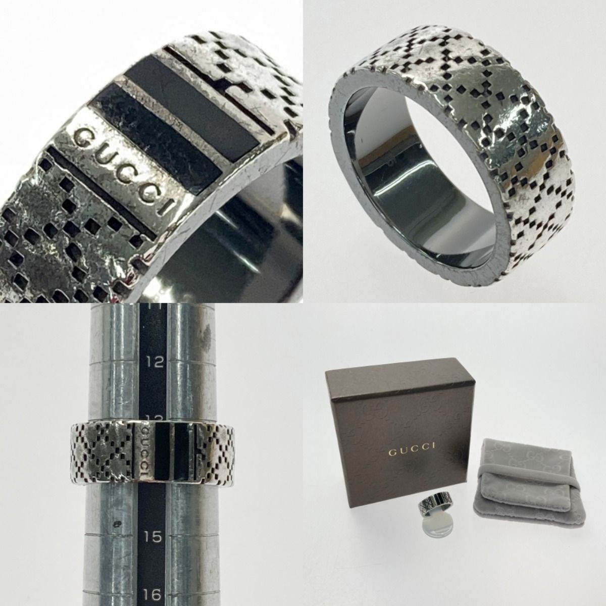 Gucci Diamantiguccissima Ring Silver Ring Sv925 Box and Cloth Bag Included