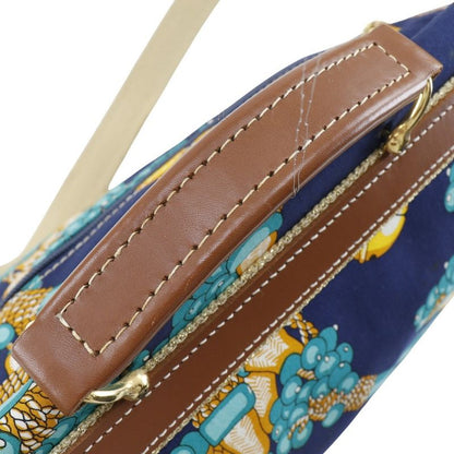 Loewe Collection Line Coleccion Jerez Vintage Canvas Navy Blue Women Shoulder