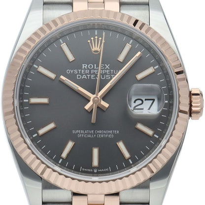 Rolex Datejust 36 Watch Jubilee Calf Box 18k Pink Gold SS Gray