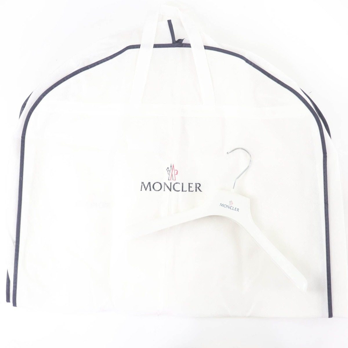 Moncler Hermine Logo Patch Hooded Down Coat Navy 00 Hanger Garment — view 6