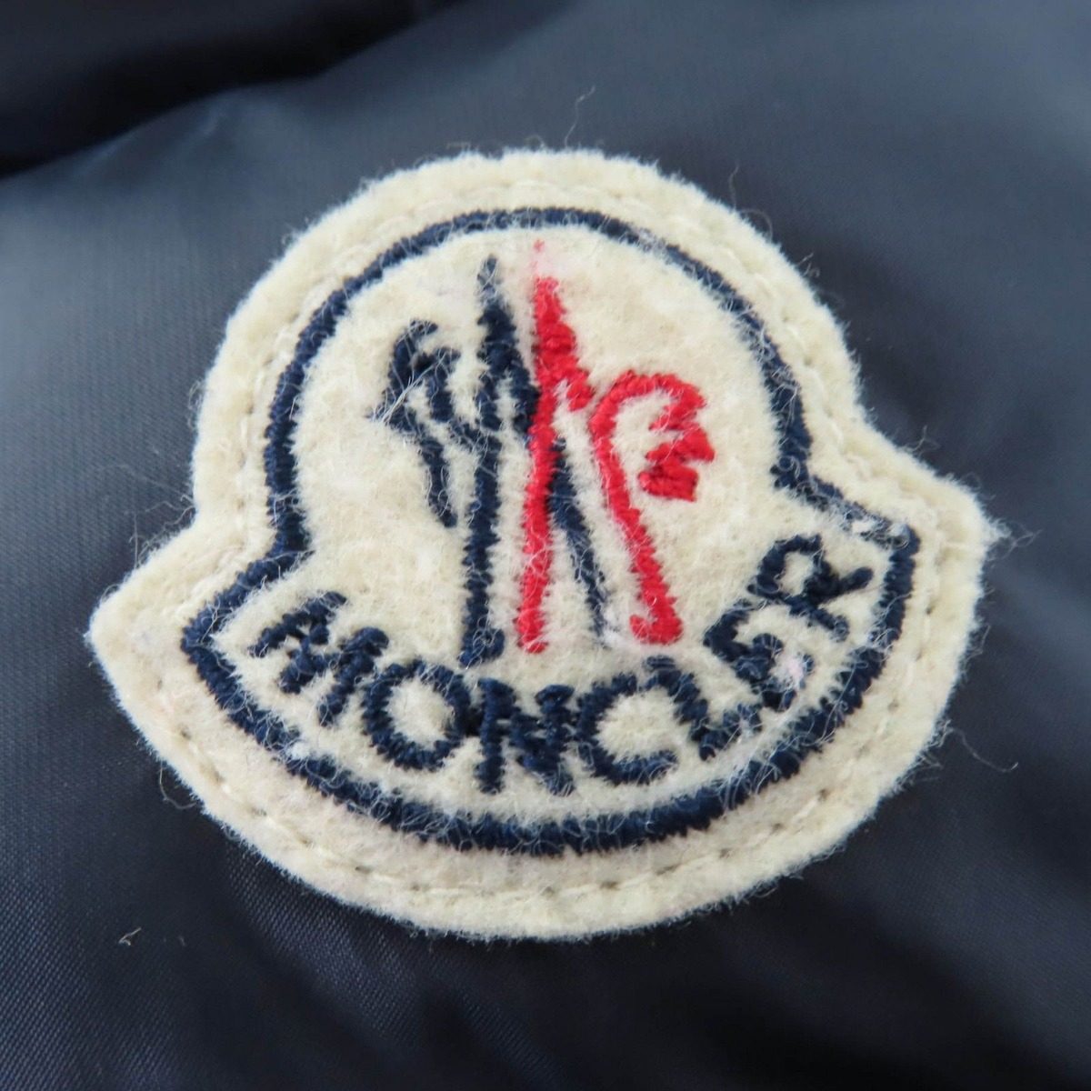 Moncler Hermine Logo Patch Hooded Down Coat Navy 00 Hanger Garment — view 7