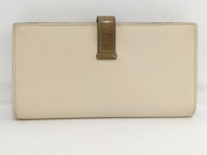 Hermes Bearn Souffle Touch Bifold Wallet Leather Ivory