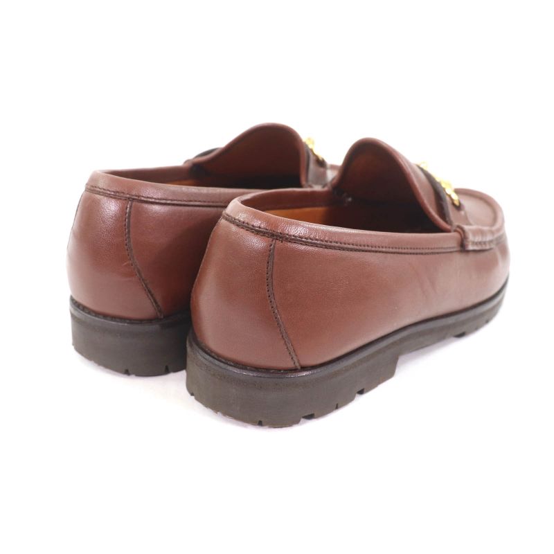 Gucci 101 6105 Horsebit Leather Loafer Shoes Brown Gold Hardware 6 With Box And