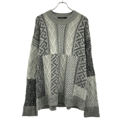 Versace Signature Patchwork Knit Sweater Gray 56