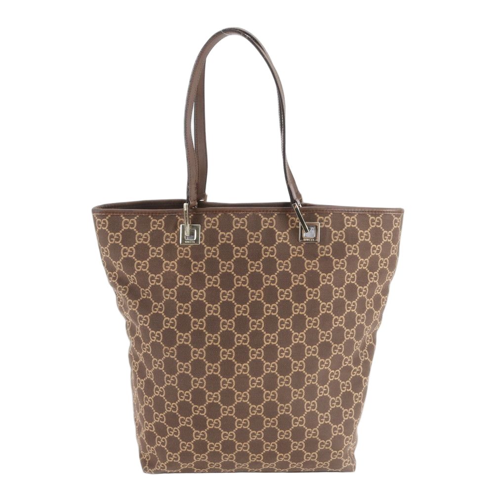 Gucci GG Canvas 002 Leather Tote Shoulder Hand Brown Rbm