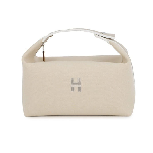 Hermes Handbag Bride-a-Brac GM Beige Silver Canvas Pouch