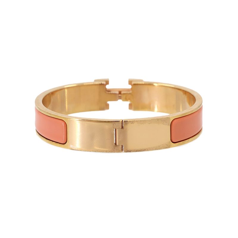 Exhibited Hermes Clic H Fan Bangle Bracelet Pink Gold Accessory Clic H 90299231
