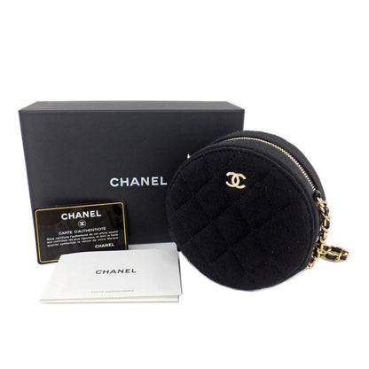 Chanel Round Chain Shoulder Cotton Round Shape Coco Mark Gold