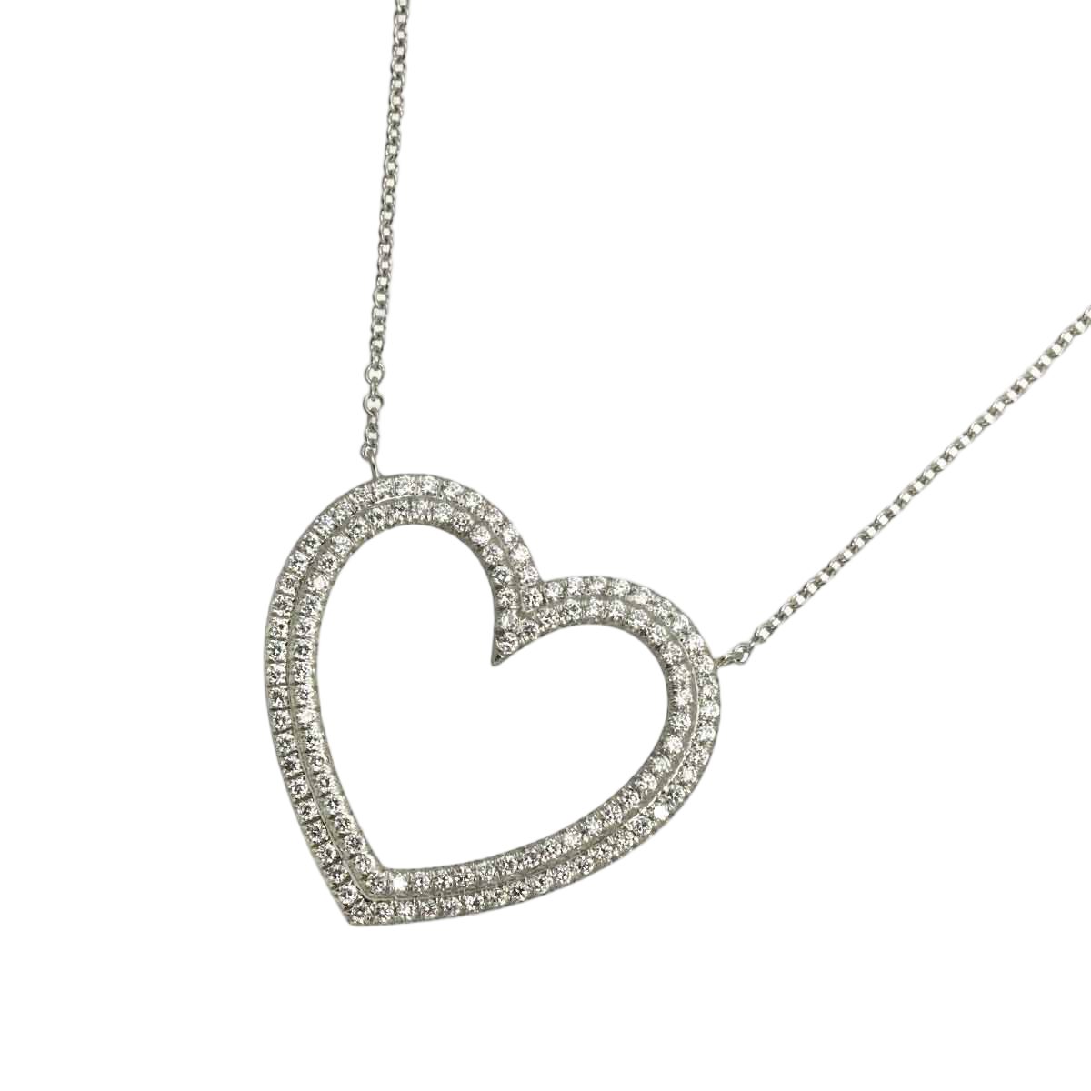 Tiffany & Co Metro Heart Pave Diamond Necklace 40 Platinum