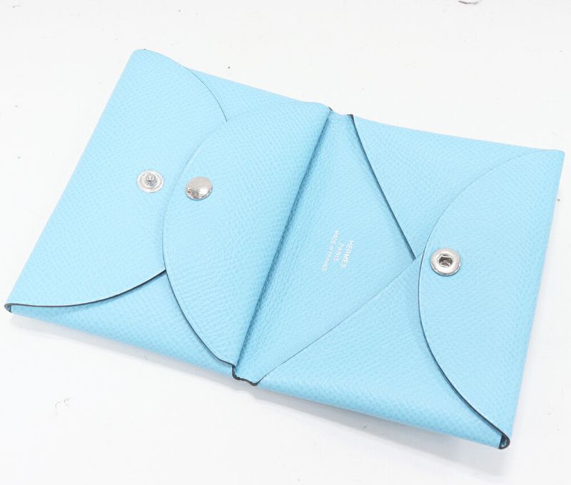 Hermes Coin Case Card Case Calvi Duo Vaux Epson Celeste