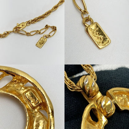 Yves Saint Laurent Twisted Circle Necklace with Stone Gold Plated Vintage