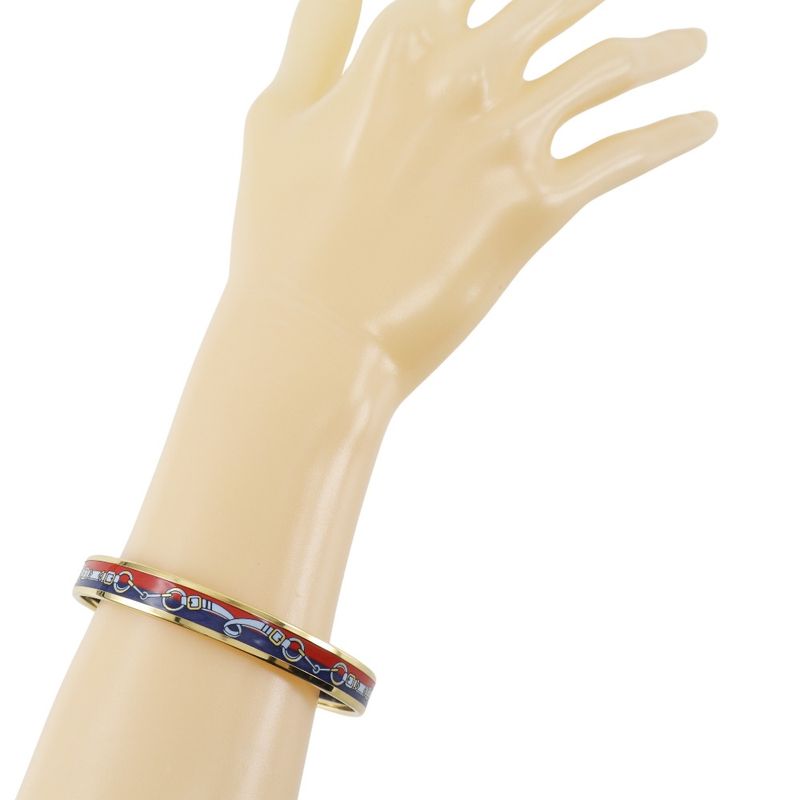 Hermes Emile Cloisonne Gold Plated Red Ladies 22g Bangle
