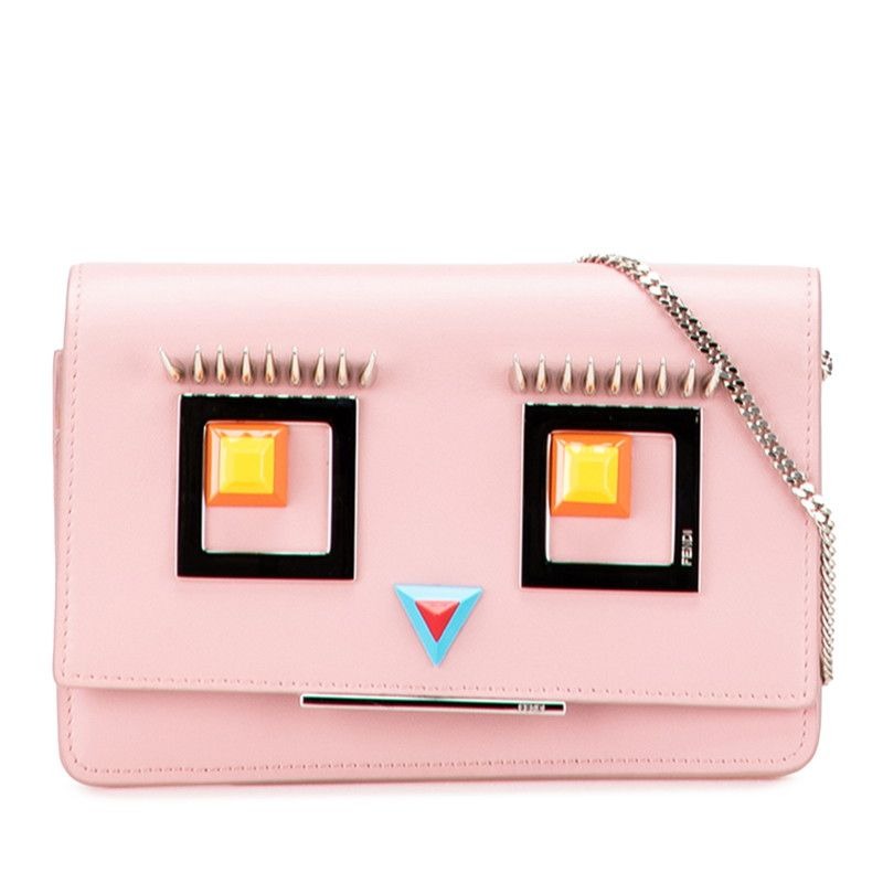 Fendi Hypnotize Chain Shoulder Bag Wallet Pink Multicolor Leather