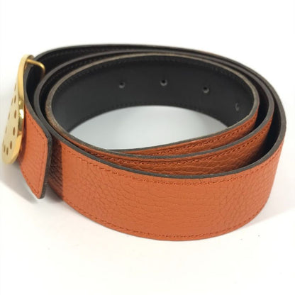 Hermes Belt Reversible H Belt Perforated Logo Leather Orange