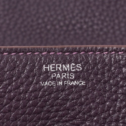 Hermes Lindy 34 Shoulder Bag Taurillon Clemence Raisin (silver Hardware)