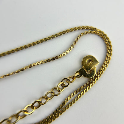 Dior Necklace Pendant Logo Gold Vintage — view 12