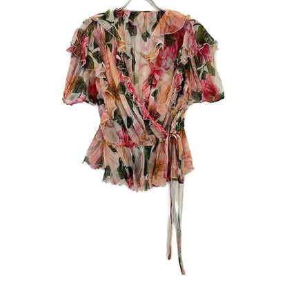 Dolce & Gabbana Camellia Print Silk Blouse 50