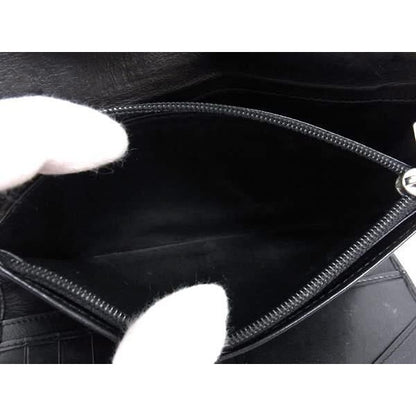 Cartier Long Wallet Panthre Black Patent Leather Trifold Silver — view 7
