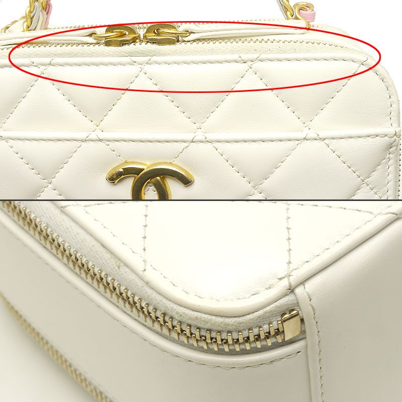 Chanel Matelasse Vanity Bag White 2WAY Chain Shoulder
