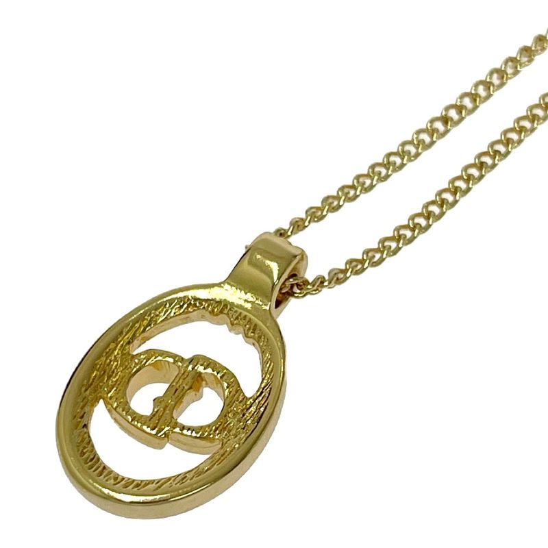 Christian Dior GP CD Logo Oval Necklace Gold 448983 Necklace