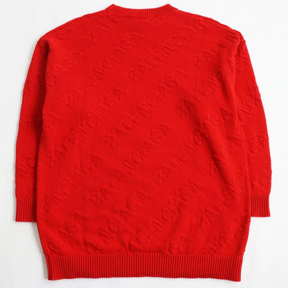  2020 Balenciaga 599886 All Over Logo Oversized Pullover Knit/sweater Red XS