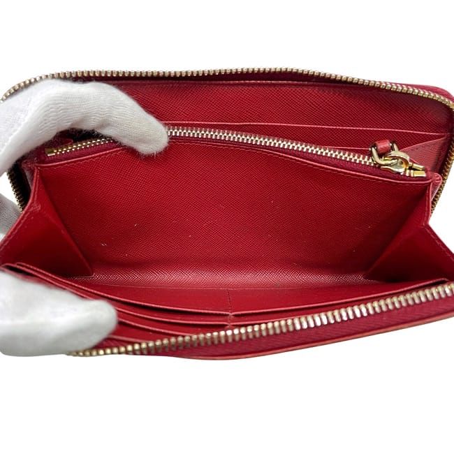 Prada Round Zipper Long Wallet Red 1m0506 Wallet Saffiano