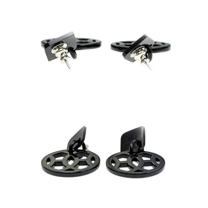 Hermes Earrings Ava Buffalo-horn Black HAVA Silver-hardware Accessories-