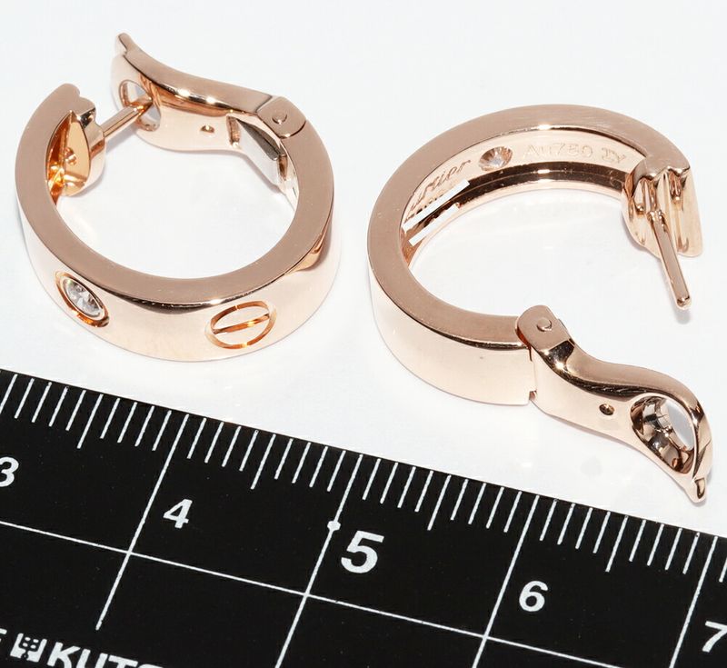 Cartier Earrings Hoop Earrings 18K Pink Gold Diamond 2P (015ct) Love Earrings