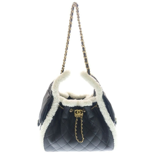Chanel 25 Small Handbag Chain Bag Black Mouton Gold