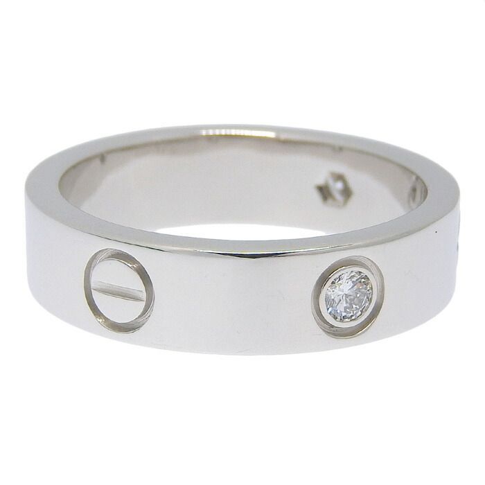 Cartier Love Half Diamond Ring 18K White Gold 750 White Gold Diamond #59