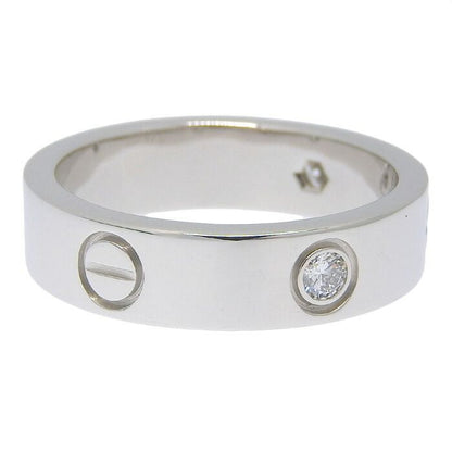 Cartier Love Half Diamond Ring 18K White Gold 750 White Gold Diamond #59