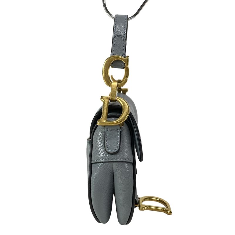 Dior/christian Dior Handbag Saddle Micro Bag Cloud Blue Mini Bag Leather