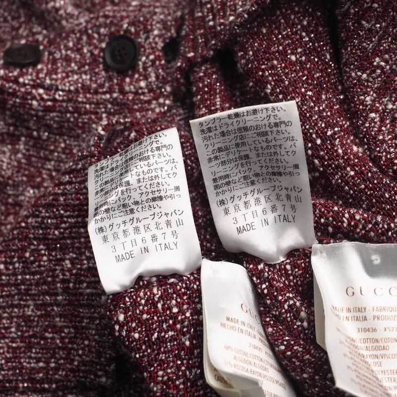 Gucci Ensemble Size S Knit Cardigan Knit Dress GG Logo Lame Red [recommended]