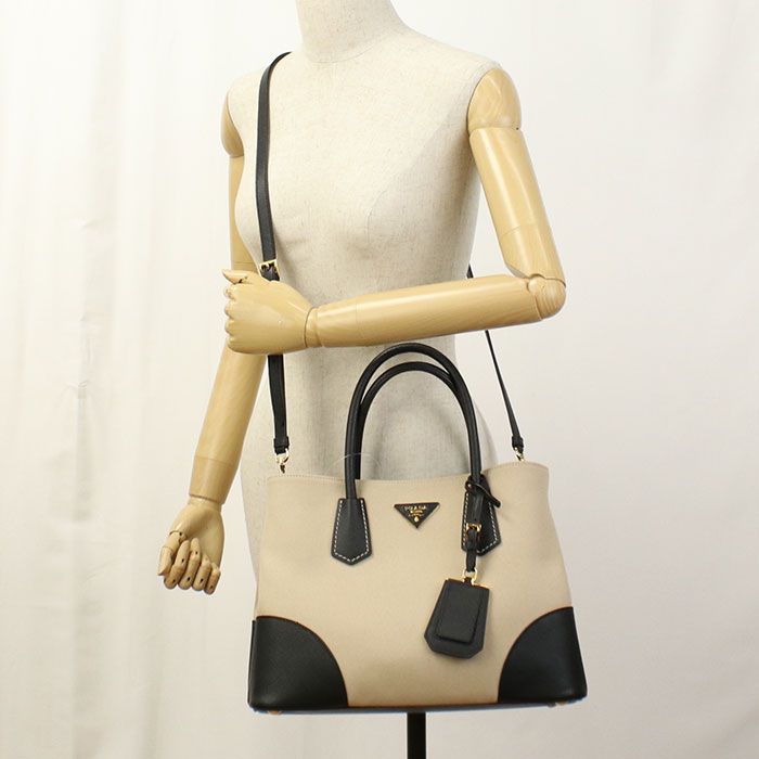 Prada 2WAY Canapa Bn2887 Tote Bag Canvas Saffiano Leather Women