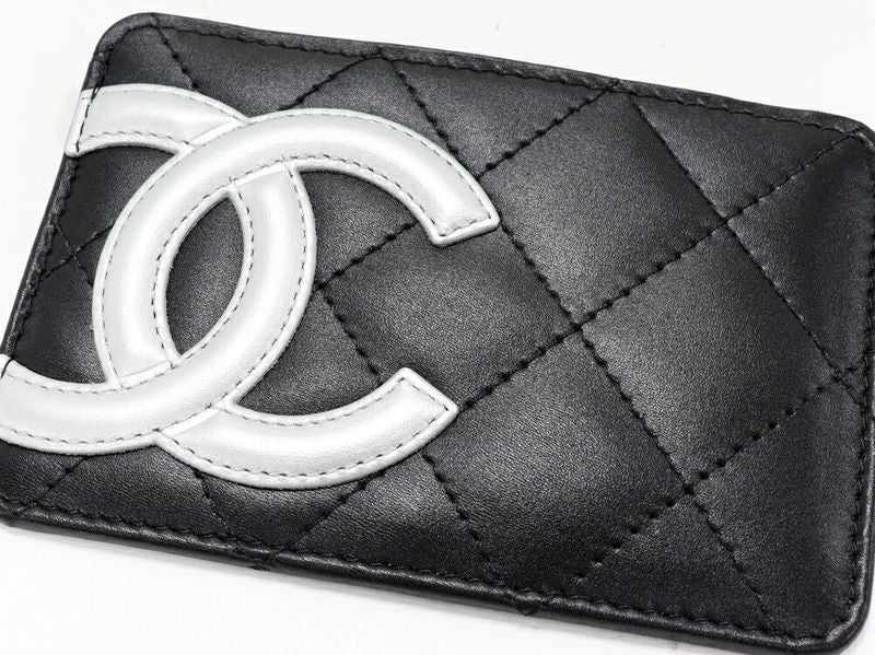 Chanel Card Case Pass Case Cambon Line Calf Black And Silver A26725 Y07197 C0790