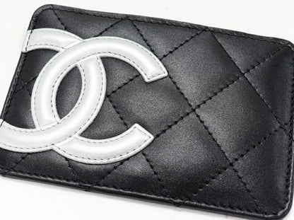 Chanel Card Case Pass Case Cambon Line Calf Black And Silver A26725 Y07197 C0790