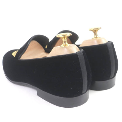 Louis Vuitton Hauteuil Line LV Logo Gold Embroidery Velvet Opera Shoes Loafers