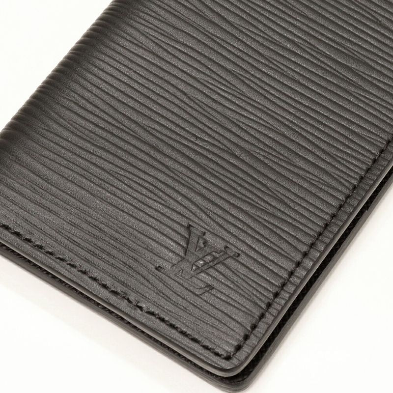 Louis Vuitton Bifold Card Case Pass Case Epi Noir Black Organizer Deux Poches