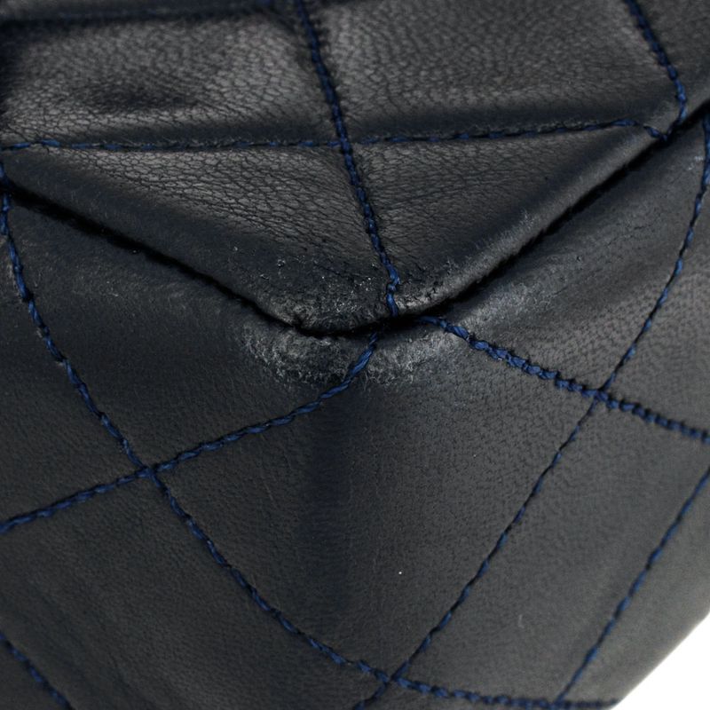 Chanel Matelasse Coco Mark Chain Shoulder Bag Lambskin Navy Goldhardware