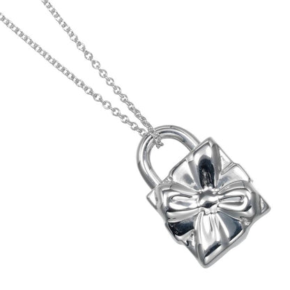 Tiffany & Co Ribbon Box Lock Silver 925 Ladies 15.6g Necklace