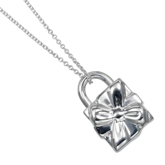 Tiffany & Co Ribbon Box Lock Silver 925 Ladies 15.6g Necklace