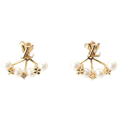 Louis Vuitton Mini Gram Pearl Earrings Gold