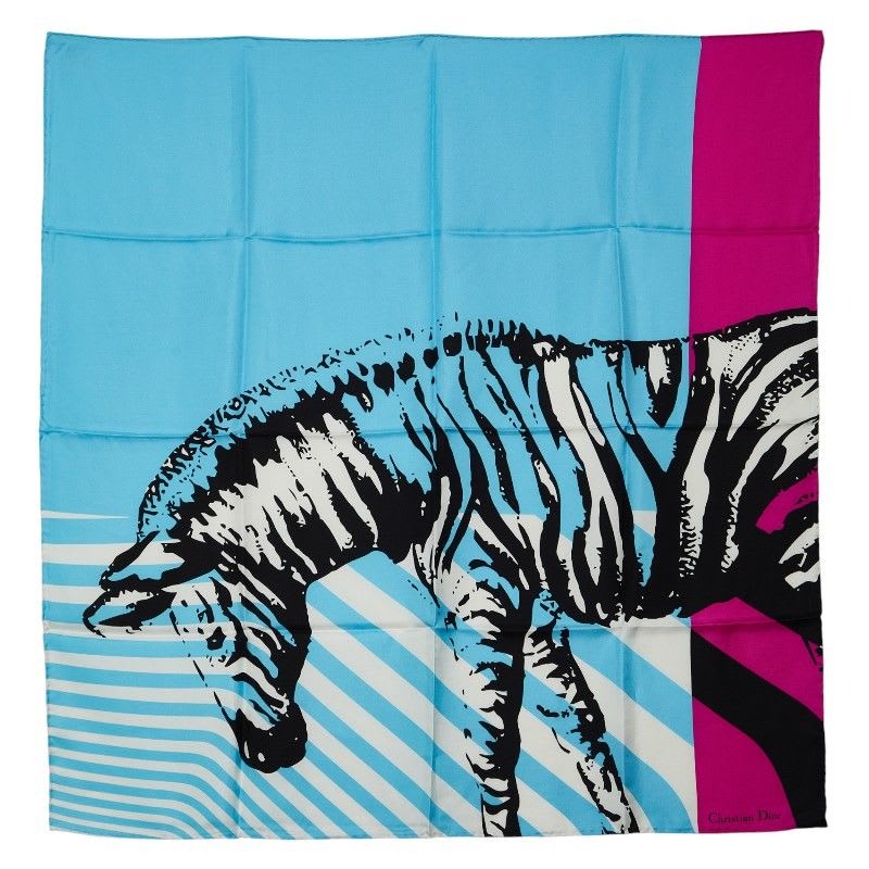 Dior Zebra Print Light Blue Purple Silk