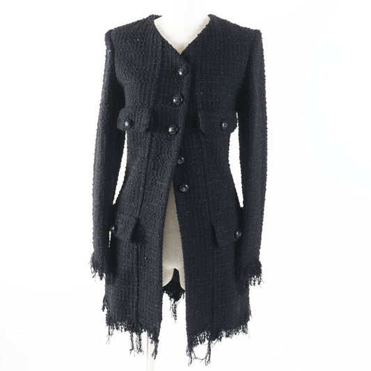 Chanel 22 C Runway Wear Rhinestone Coco Button Iridescent Tweed Coat