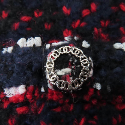 CHANEL 23B P75716k10880 Cashmere Silk Alpaca Blend Coco-mark Collarless Tweed