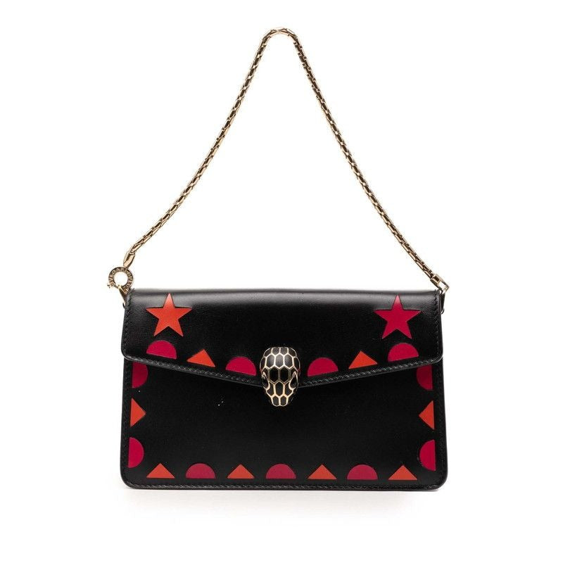 Bvlgari Serpenti Forever Pouch Case Black Multicolor Leather