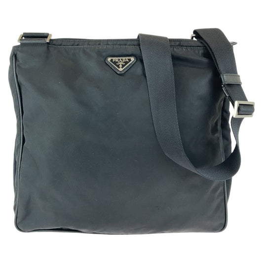 Prada Tessuto Triangle Logo Plate Black Nylon Crossbody Bag