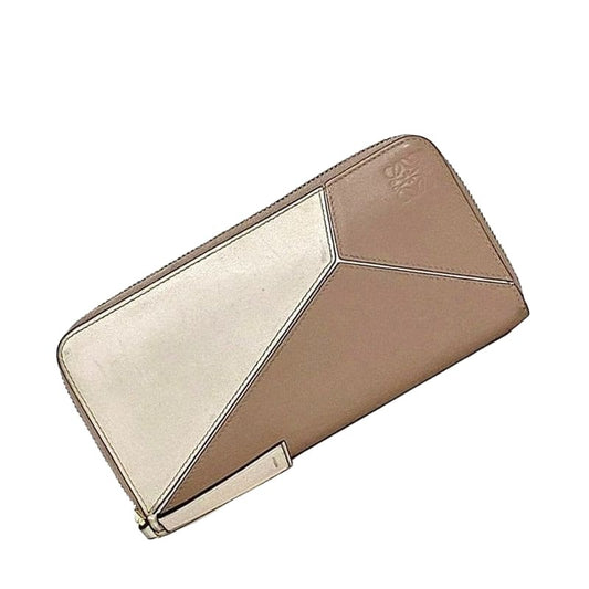 Loewe Round Zipper Long Wallet Pink Beige