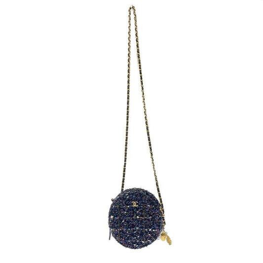Chanel Tweed Round Chain Shoulder Bag Multicolor